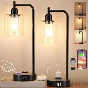 set of 2 touch table lamps dimmable with usb ports for bedroom living room offic